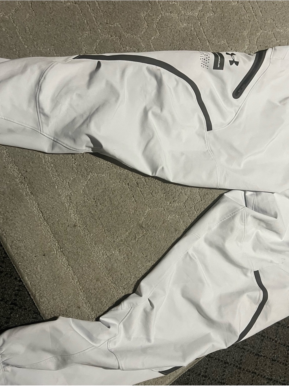 Under Armour White Men's Athletic Joggers with Gray Trim